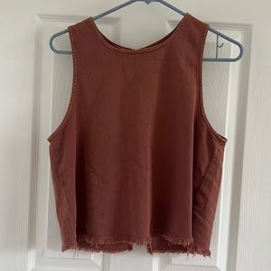 Aerie distressed lightweight jean/linen tank